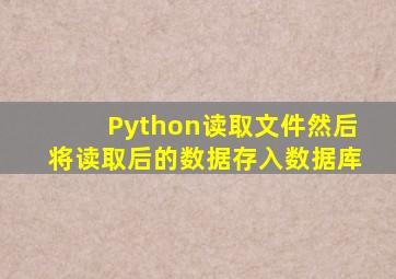 Python读取文件然后将读取后的数据存入数据库